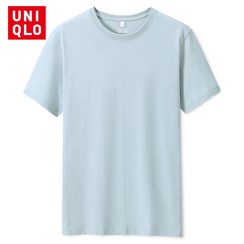 Uniqlo Áo Thun 100% cotton Tay Ngắn Cổ Tròn Màu Trơn Thoáng Khí 8 Màu Tùy Chọn