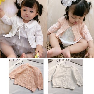 Áo Khoác Cardigan Đan Len Tay Dài Thời Trang Mùa Hè Cho Bé Gái