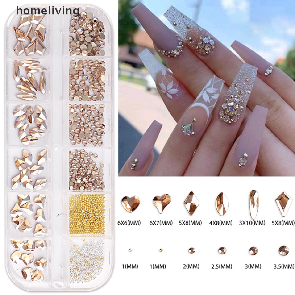 Hộp 12 Kích Cỡ AB / Đầy Màu Sắc Đính Kim Cương Pha Lê