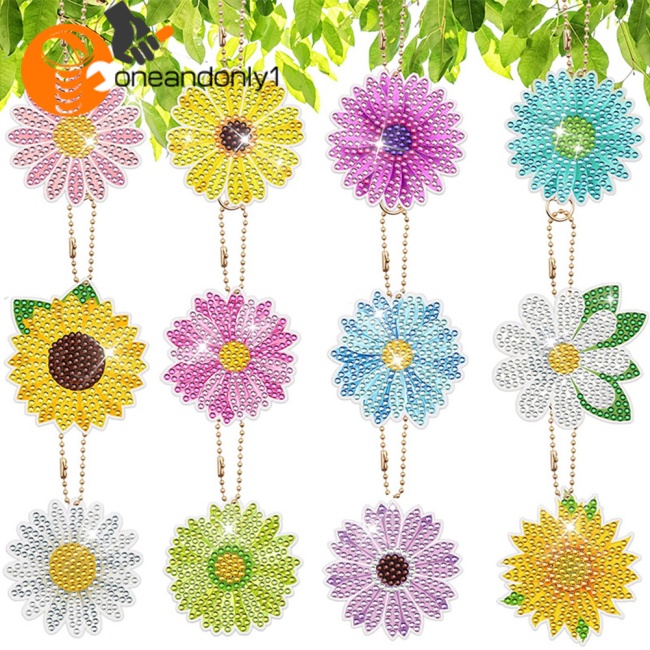 Set 12 Móc Khóa Hình Hoa Hướng Dương Đính Đá Xinh Xắn