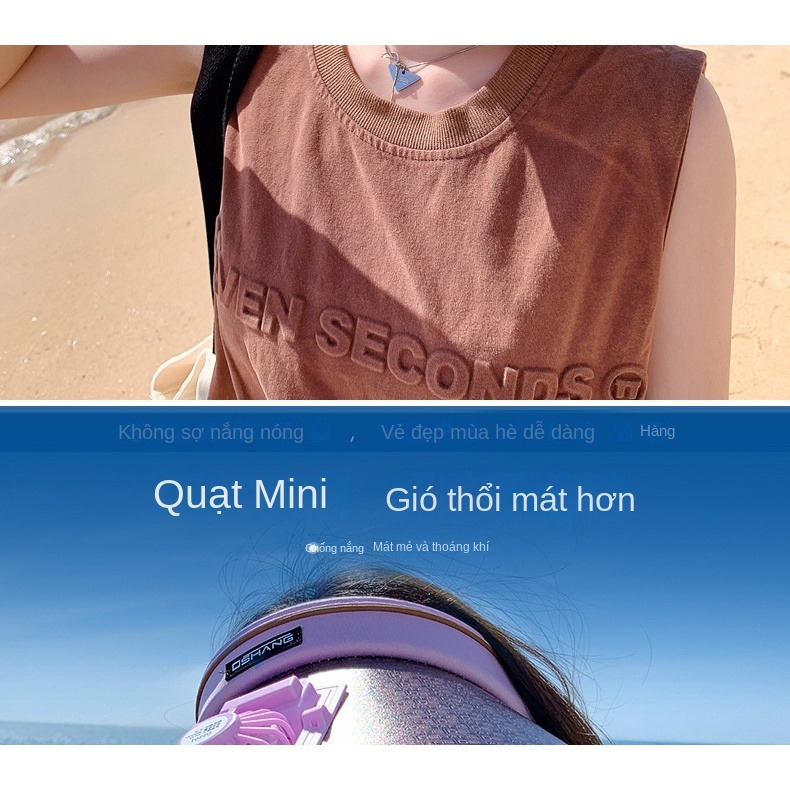 Mũ Rộng Vành Chống Nắng Thiết Kế Mới Có Quạt Sạc USB Cao Cấp Thời Trang Mùa Hè Cho Nữ