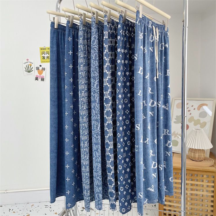 Quần Denim Ống Rộng Lưng Cao In Họa Tiết Thời Trang Mùa Hè 2023 Mới Cho Nữ