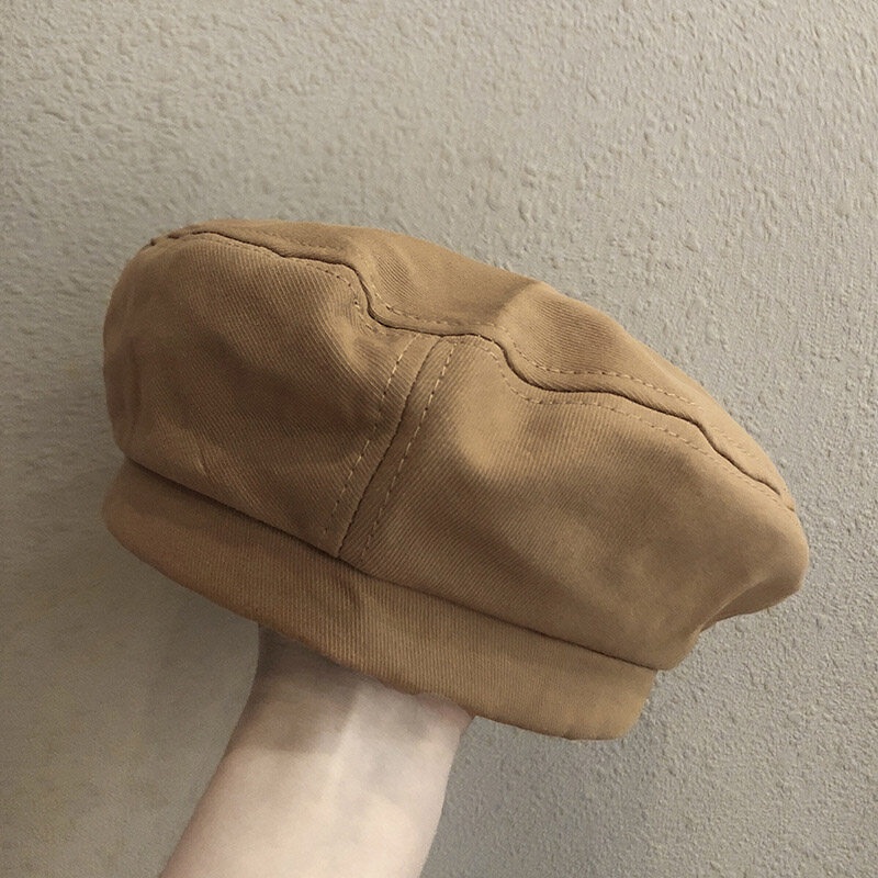 Mũ Beret Vải Cotton Mỏng Thoáng Khí Màu Trơn Dễ Thương Dành Cho Nữ