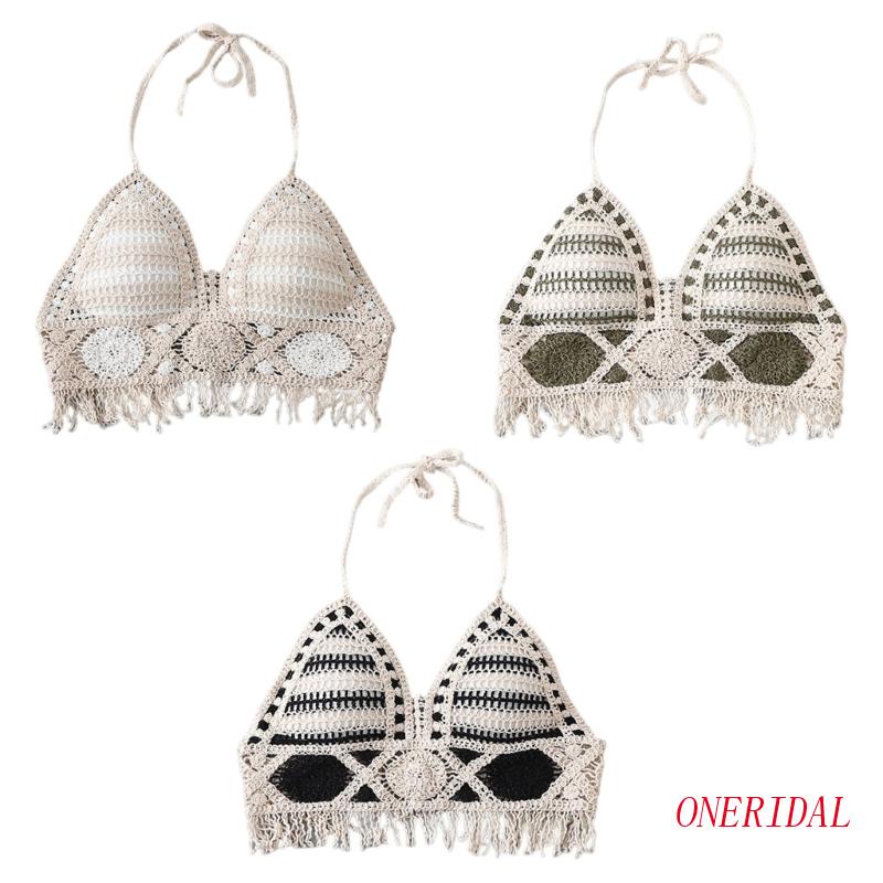 Áo Lót Dệt Kim Khoét Lỗ Phối Tua Rua Thời Trang Quyến Rũ Cho Nữ