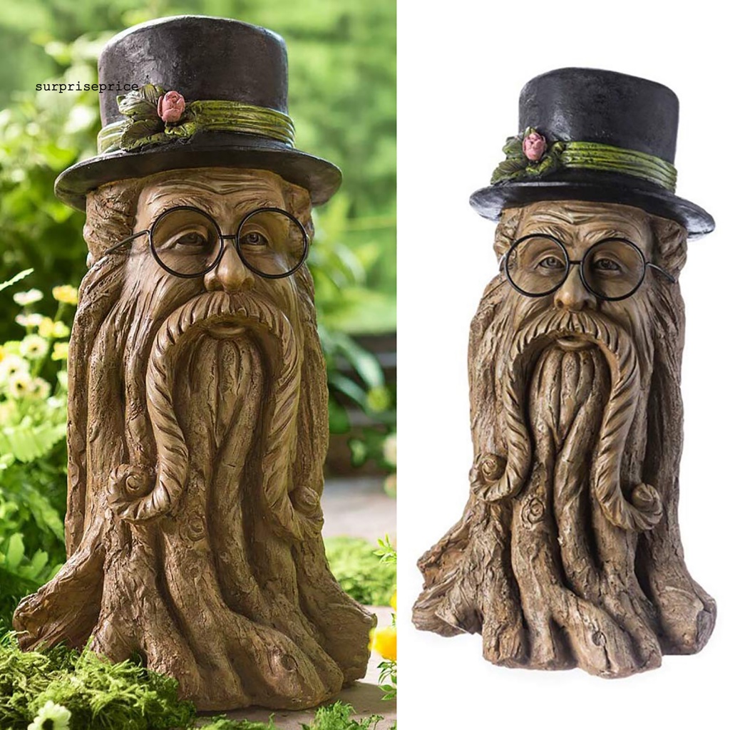 Mô Hình Điêu Khắc Sân Vườn Bằng Nhựa Resin Không Phai Màu Phong Cách Vintage Kèm Mũ