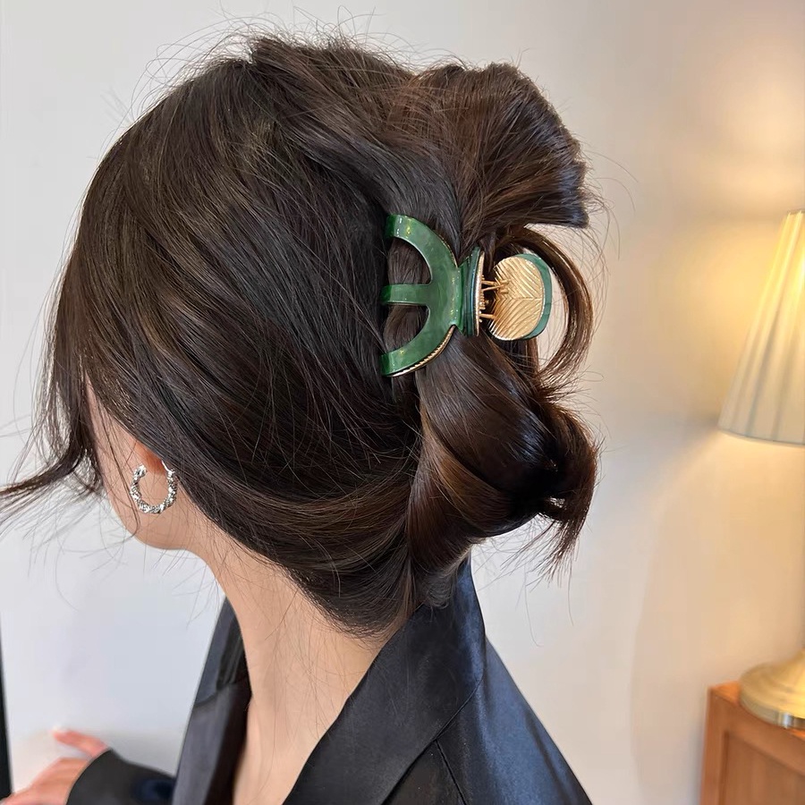 Kẹp Tóc Càng Cua Bằng Kim Loại Acetic Acid Cổ Điển Cho Nữ