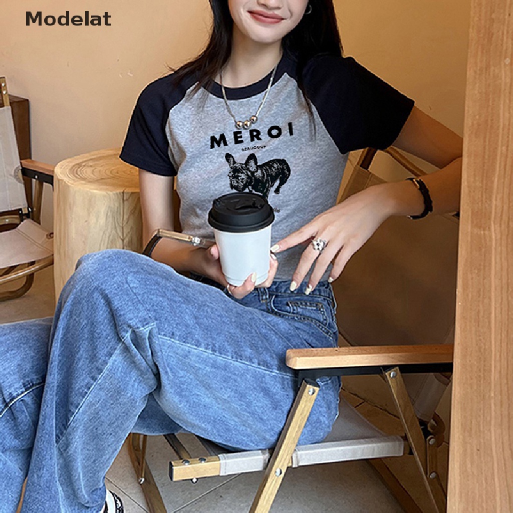 Áo Thun Dệt Kim MFC Y2K Cổ Tròn Tay Ngắn In Hình Pring Thời Trang Mùa Hè Cho Nữ