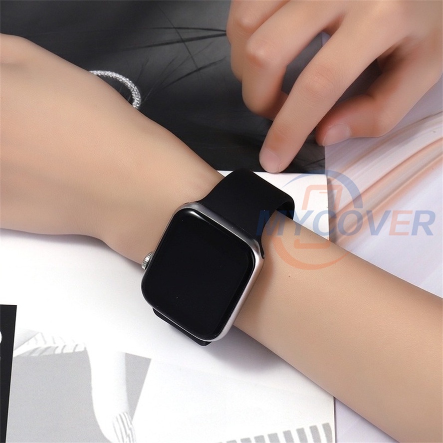 Dây Đeo Silicon Mềm Màu Trơn Cho Đồng Hồ Thông Minh Series 7 6 SE 5 4 3 2 1 Kích Thước 41mm 45mm 44mm 42mm 40mm 38mm