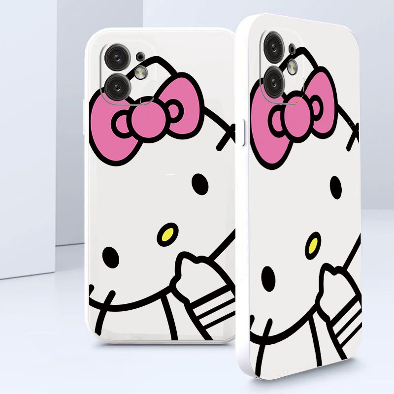 Ốp Điện Thoại Tpu Mềm Họa Tiết Mèo Kitty Hoạt Hình Thắt Nơ Cho iPhone 12 Pro Max 13 Pro Max 14 Plus 14 Pro Max