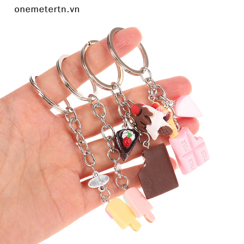 Onemetertn Móc Khóa Hình Bánh Kem / Trà / Kẹo / Món Tráng Miệng Thủ Công Đáng Yêu Cho Nữ