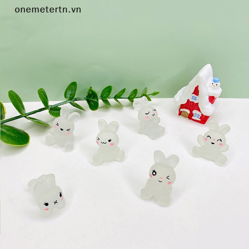 Onemetertn Set 5 Phụ Kiện Trang Trí Nghệ Thuật DIY Hình Chú Thỏ Màu Dạ Quang Bằng Nhựa Resin