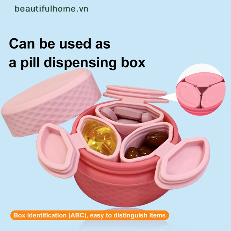 Hộp Đựng Thuốc 3 Trong 1 Bằng Silicone Tiện Dụng Mang Theo Du Lịch