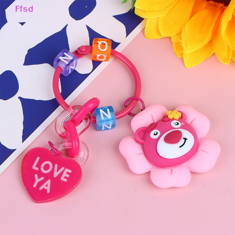 {Ffsd} Móc Khóa Resin Hình Gấu Dâu Hoạt Hình Dễ Thương DIY Trang Trí Xe Hơi * Bán Chạy