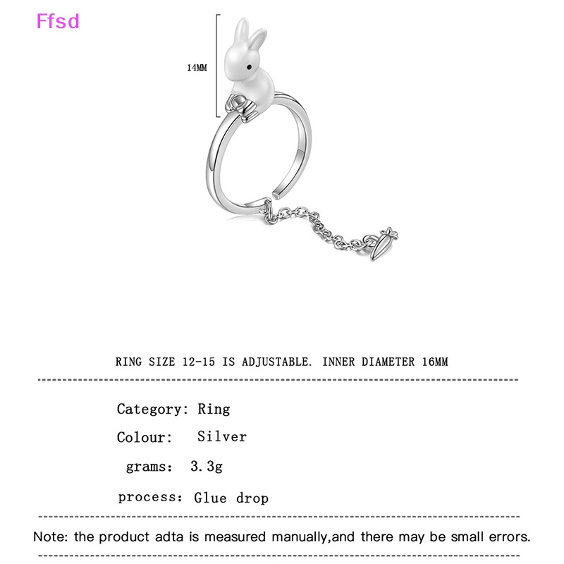 {Ffsd} Nhẫn Hở Mạ Bạc 925 Hình Thỏ Và Củ Cải Cá Tính Thời Trang Dự Tiệc Cho Nữ