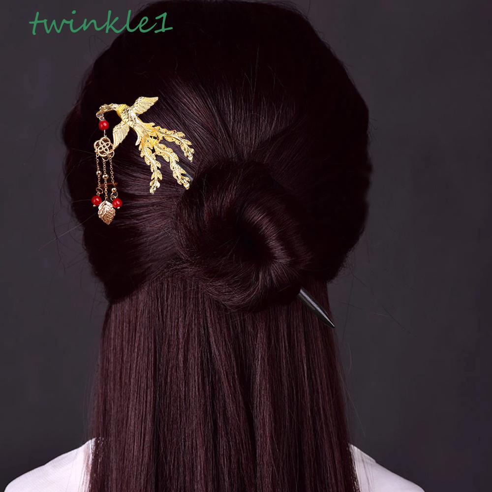 Trâm Cài Tóc Bằng Gỗ Phối Tua Rua Phong Cách Hanfu Cổ Điển