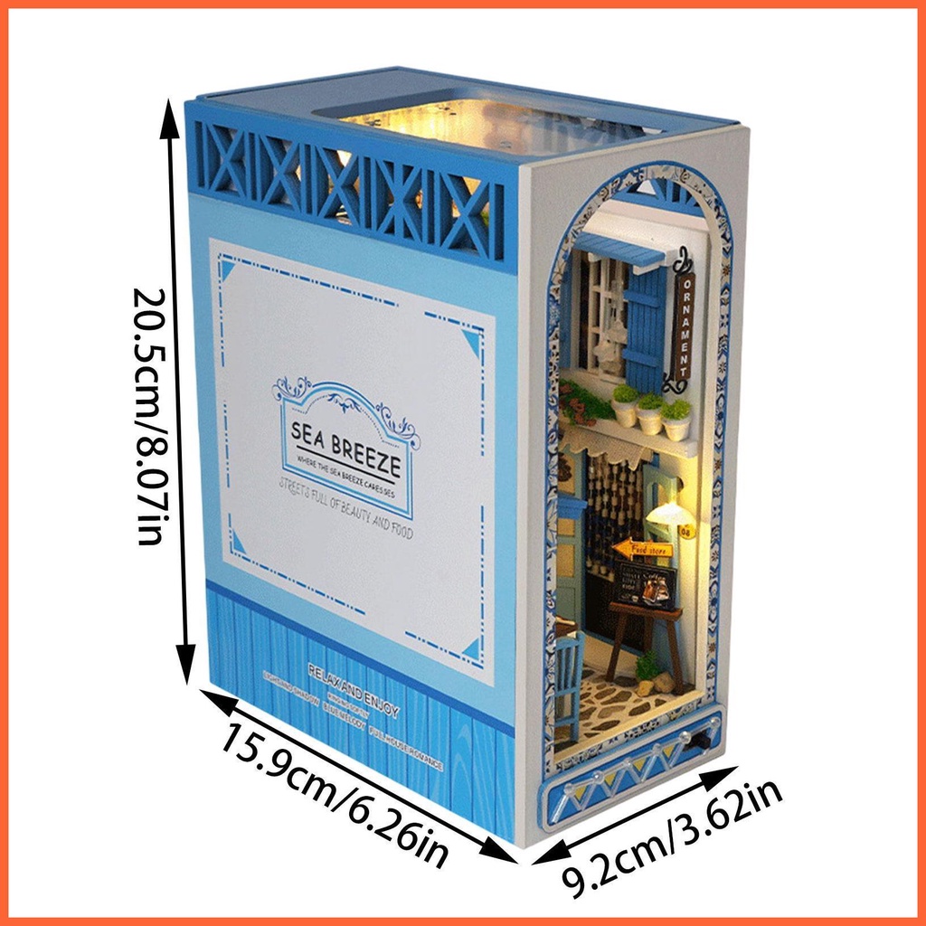 Mô Hình Nhà Búp Bê Mini 3D DIY Có Đèn LED Màu Xanh Dương Dùng Để Trang Trí Nhà Búp Bê