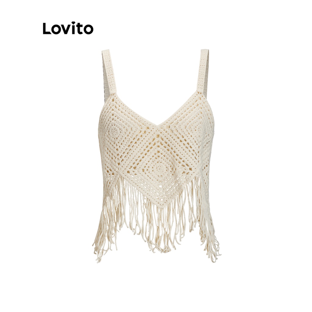 Áo khoác Lovito vải kết cấu tốt họa tiết hình học xếp nếp màu trơn mặc thường ngày cho nữ L50AD019 (màu mơ/trắng ngà)