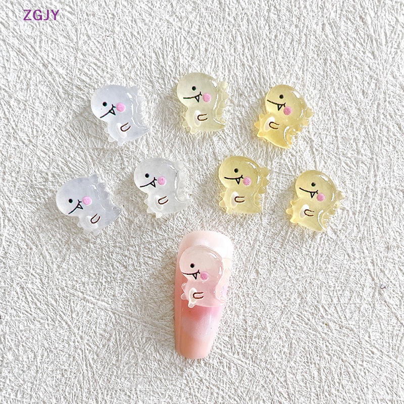 Set 10 Phụ Kiện Trang Trí Móng Tay DIY Hình Khủng Long Dạ Quang Dễ Thương Mới