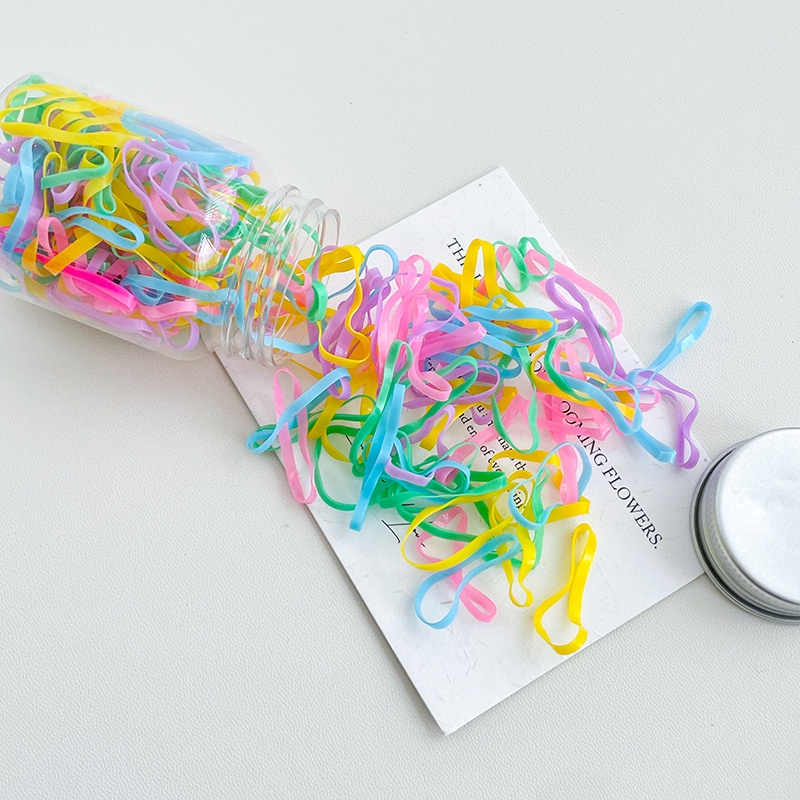Hộp 100 / 200 Dây Buộc Tóc Sử Dụng Một Lần Màu Sắc Ngọt Ngào Cho Bé