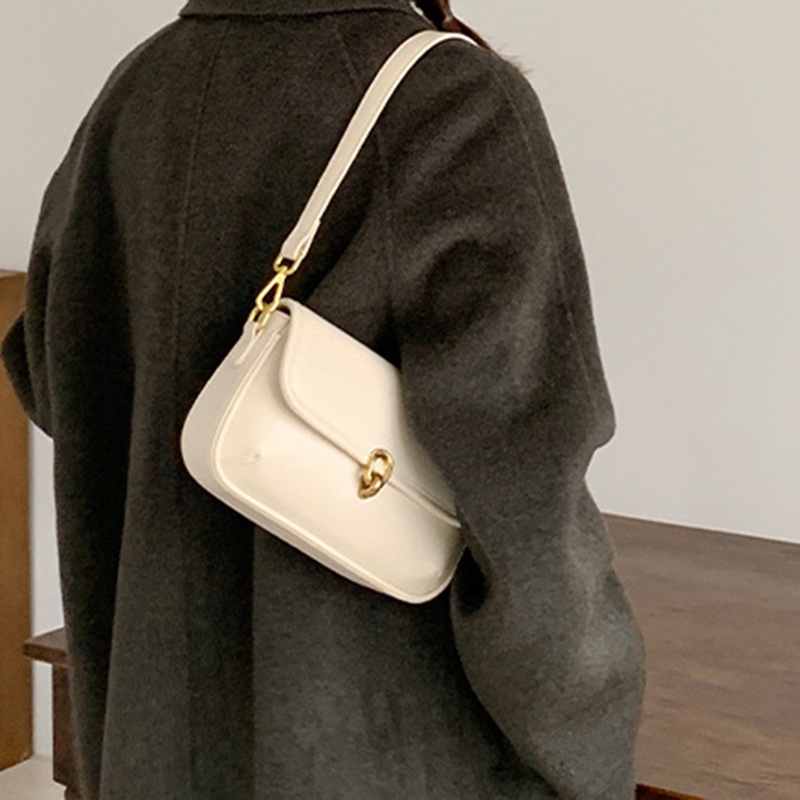 Ielgy Túi Xách baguette Thiết Kế Có Khóa Cài Phong Cách retro Cao Cấp Dành Cho Nữ