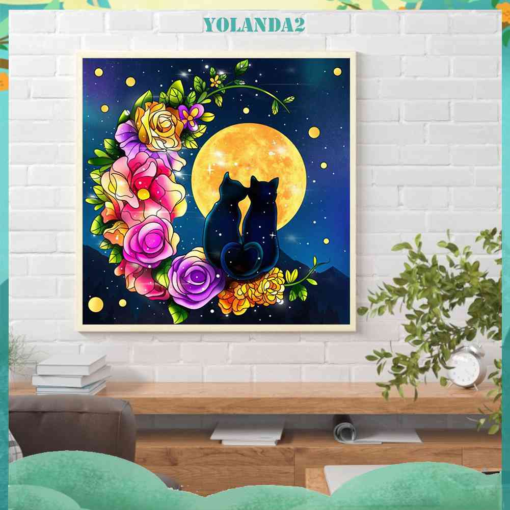 Tranh Đính Đá Kim Cương Toàn Bộ 5D DIY Hình Vẽ Mèo Trang Trí Nhà Cửa