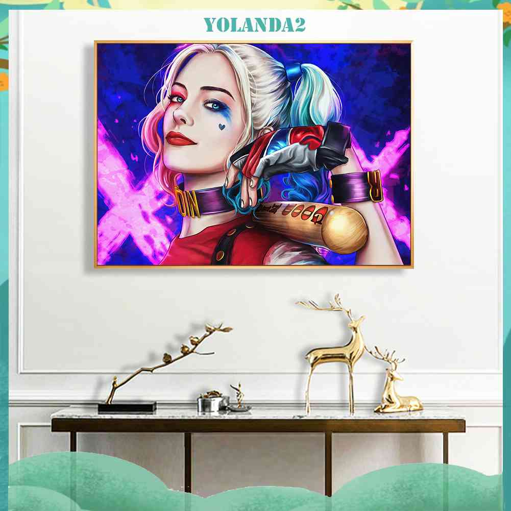 Tranh Đính Đá Kim Cương Toàn Bộ 5D DIY Hình Vẽ Harley Quinn
