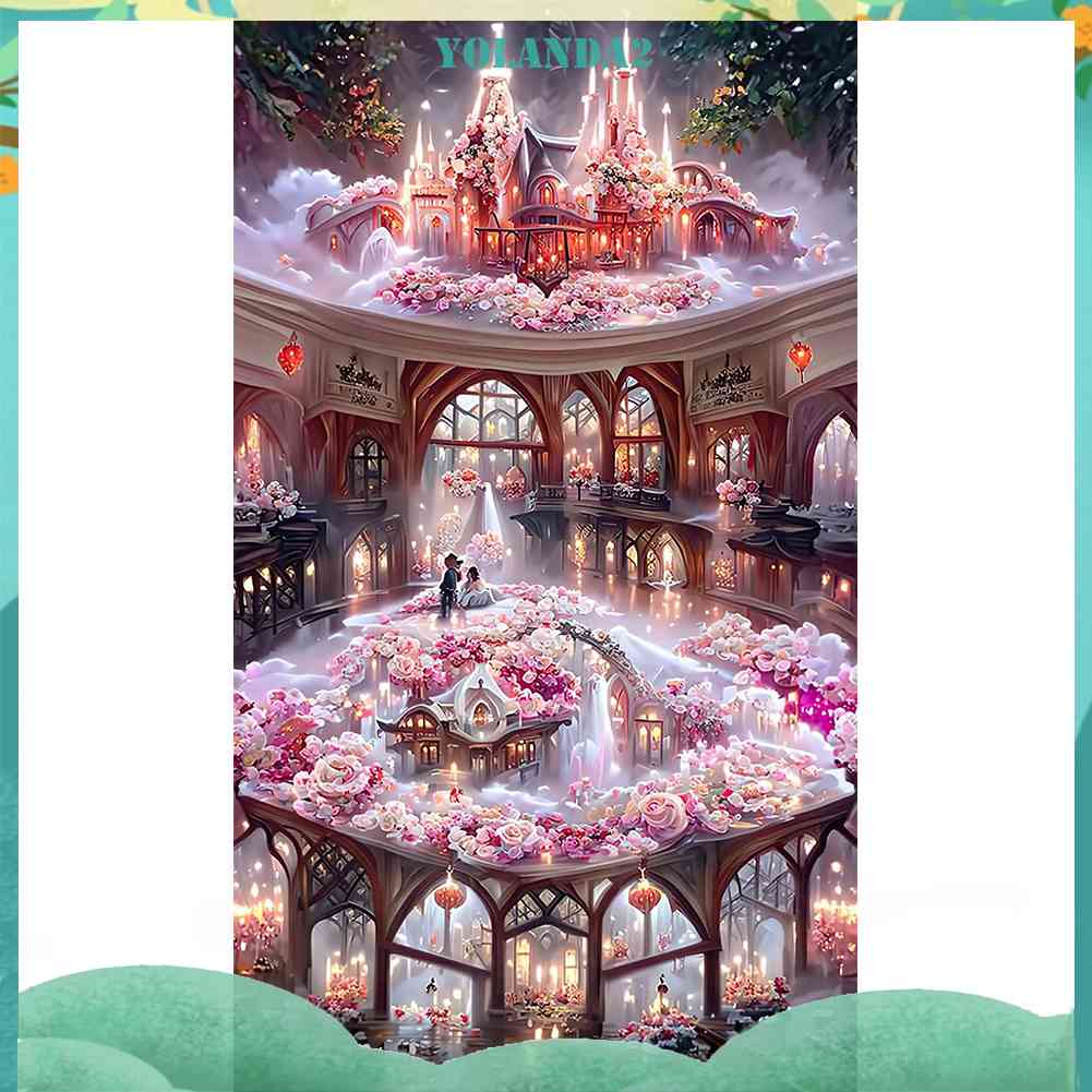 Bộ Tranh Đính Đá Tự Làm Toàn Diện Họa Tiết Hoa Hồng Dùng Trang Trí Phòng