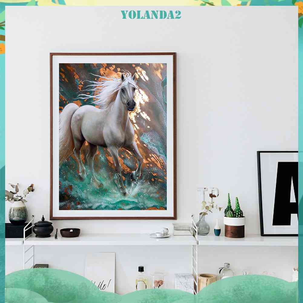 Bộ Tranh Đính Đá 5D Toàn Diện Họa Tiết Ngựa Trắng Độc Đáo DIY Dùng Trang Trí Nhà Cửa