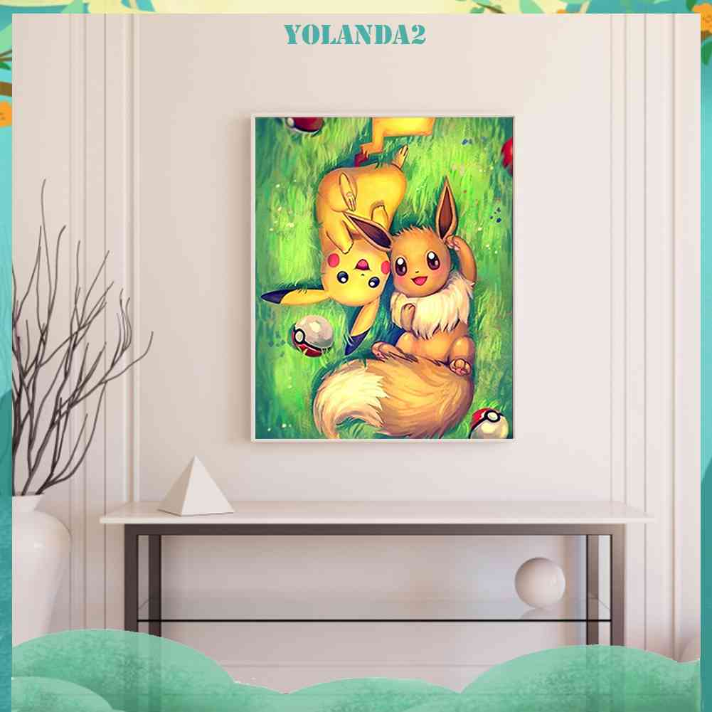 Bộ Tranh Đính Đá Tròn Toàn Diện Họa Tiết mon Độc Đáo DIY Dùng Trang Trí Nhà Cửa