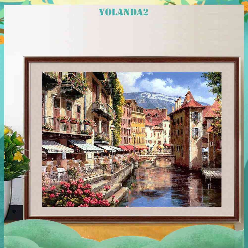 Tranh Đính Đá Kim Cương Toàn Bộ 5D DIY Hình Vẽ Venice Lane