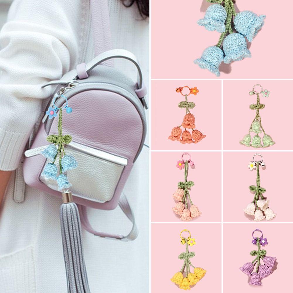 Móc Khóa Xe Hơi Đan Len Thủ Công Họa Tiết Hoa Xinh Xắn