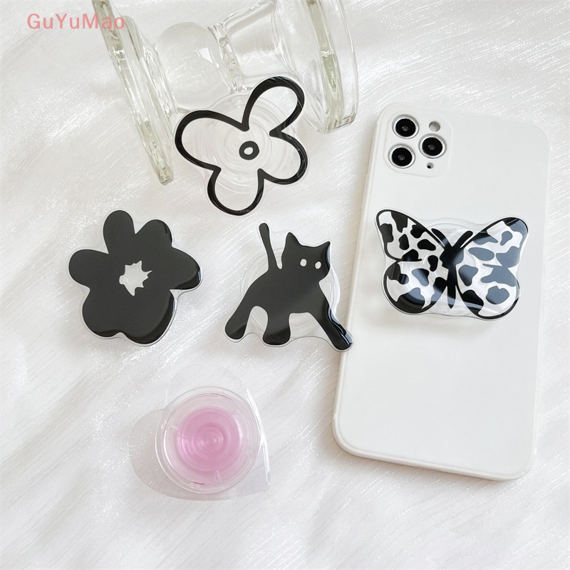 [cxGUYU] Giá Đỡ Điện Thoại Hình Hoa Bướm Màu Đen Dễ Thương Phong Cách Hàn Quốc Cho iPhone Samsung