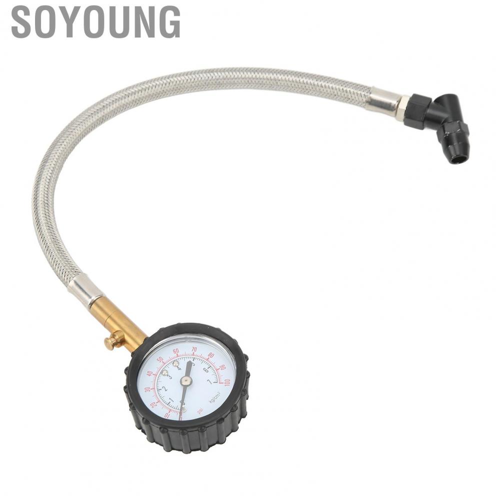 Soyoung Air Inflator Gauge  2pcs Pressure Resistant Tire Pressure Gauge 4 Units Heavy Duty  for Bike for Car