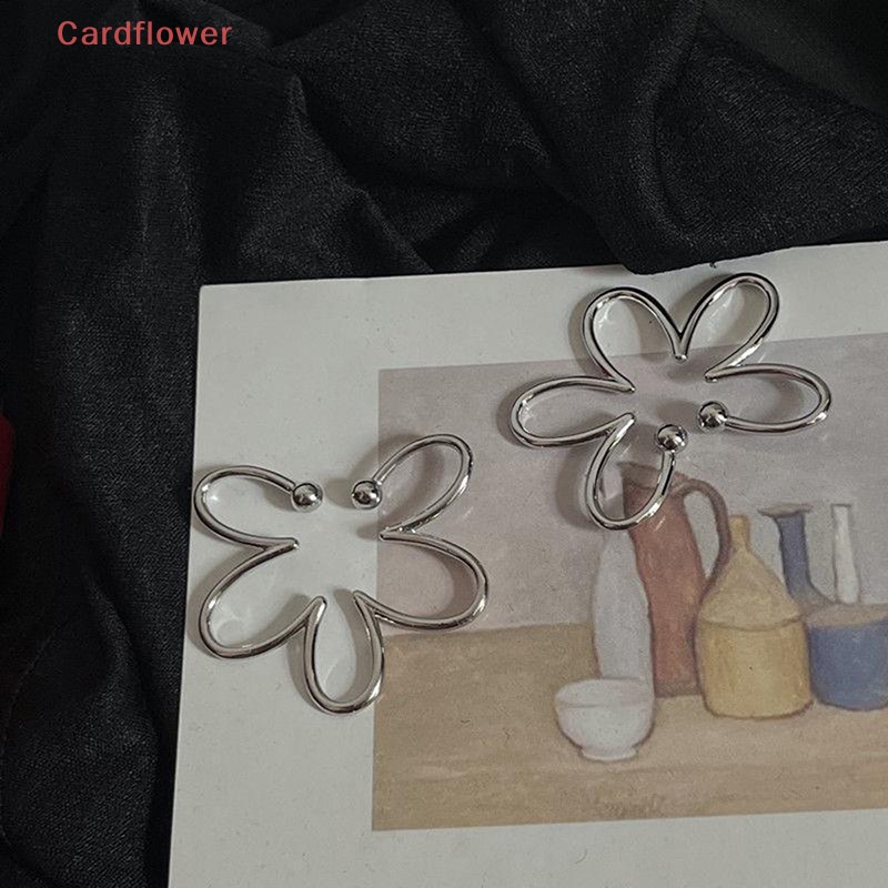 < Cardflower > Khuyên Kẹp Vành Tai Không Xỏ Lỗ Hình Hoa Rỗng Bằng Bạc Thời Trang Mới Cho Nữ