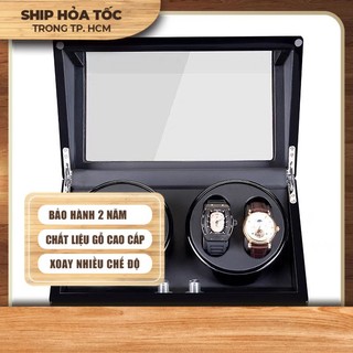 Hộp đựng đồng hồ cơ 4 xoay gỗ đen cao cấp 0165