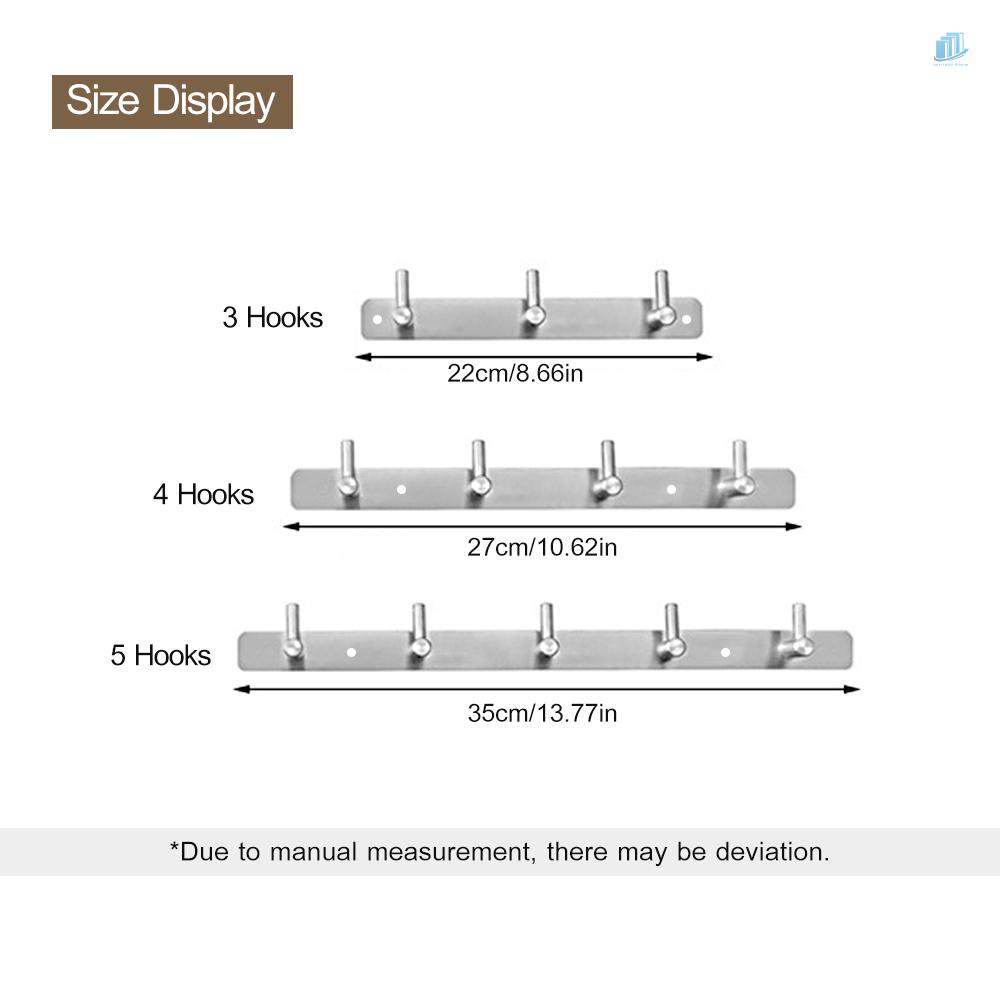 Móc Treo Đồ 4 Móc Bằng Thép Không Gỉ Gắn Tường Chịu Được Sức Nặng Cho Nhà Bếp / Phòng Tắm