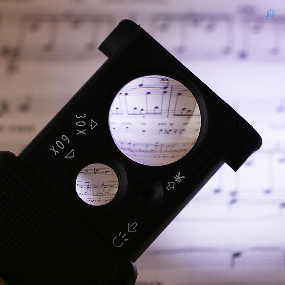 Kính Lúp Trang Sức Bỏ Túi Có Đèn LED UV 30X 60X