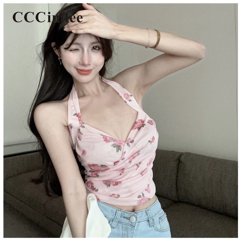 Cccindee Áo Tank Top Hai Dây Hở Lưng Dáng Ôm Gợi Cảm Thời Trang Mới 2023 Dành Cho Bạn Nữ Dễ Phối Đồ