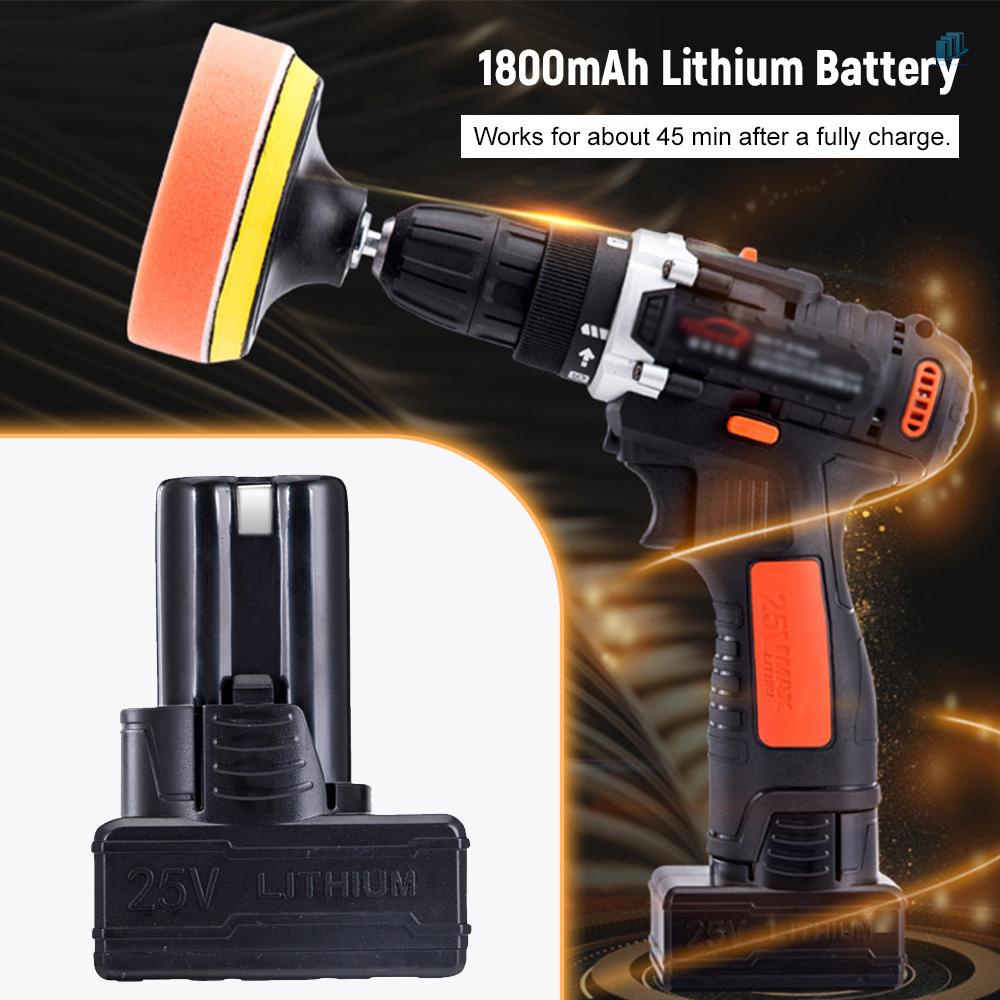 Bộ Máy Khoan / Bộ Điều Khiển Đánh Bóng Xe Hơi Tốc Độ 1350rpm 25V Có Thể Sạc Lại Kèm 5 Bits