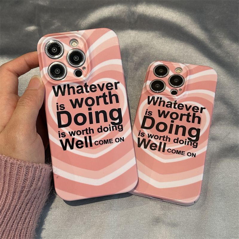 Ốp Điện Thoại Cứng Họa Tiết Trái Tim Màu Hồng Xinh Xắn Cho Apple 14pro 78Piphone13In 11 max V6B3