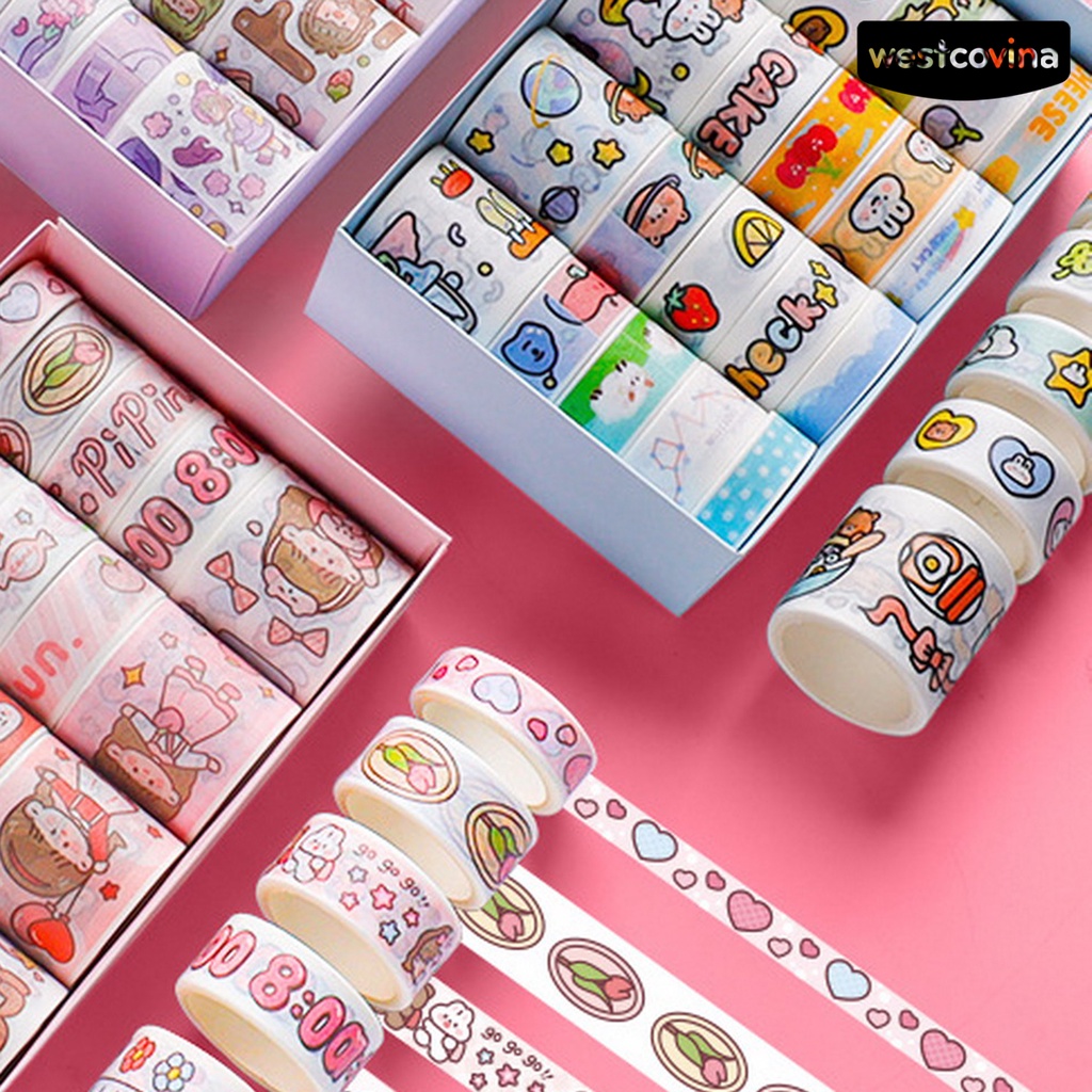 [COD]♪Set 20 Cuộn Băng Keo Giấy Dán Trang Trí Sổ Tay Cho Học Sinh