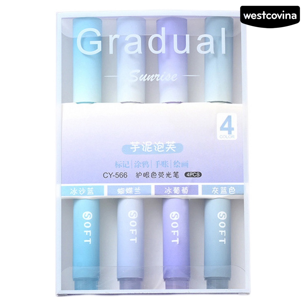 [COD]♪1 Set Bút Lông Mực Đầu Nghiêng Màu Sắc Gradient