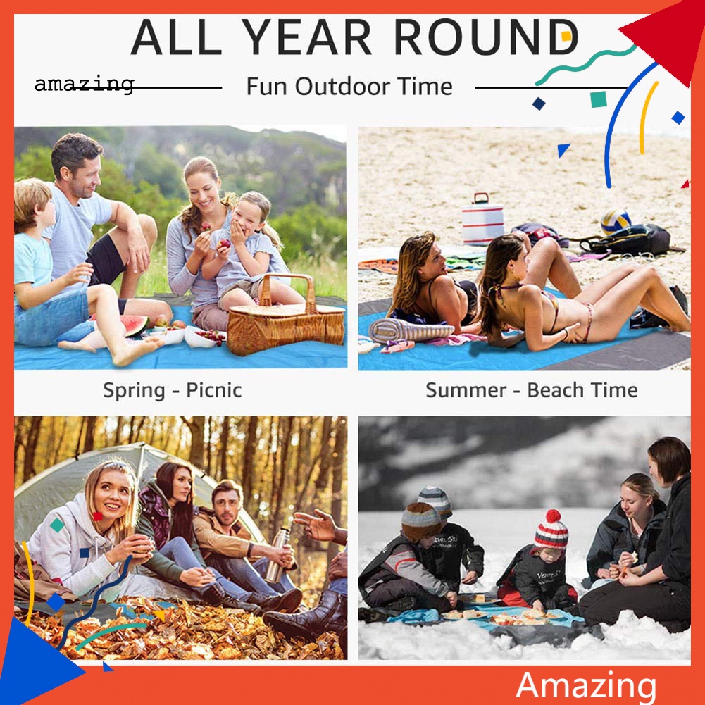 Thảm Cắm Trại / Đi Biển Chống Thấm Nước 210x200cm Có Thể Gấp Gọn Tiện Dụng