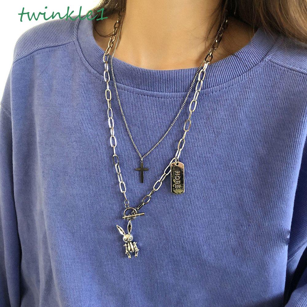 Vòng cổ Mặt Hình Thỏ Ngôi Sao Năm Cánh Đính Đá Lấp Lánh Phong Cách Hàn Quốc