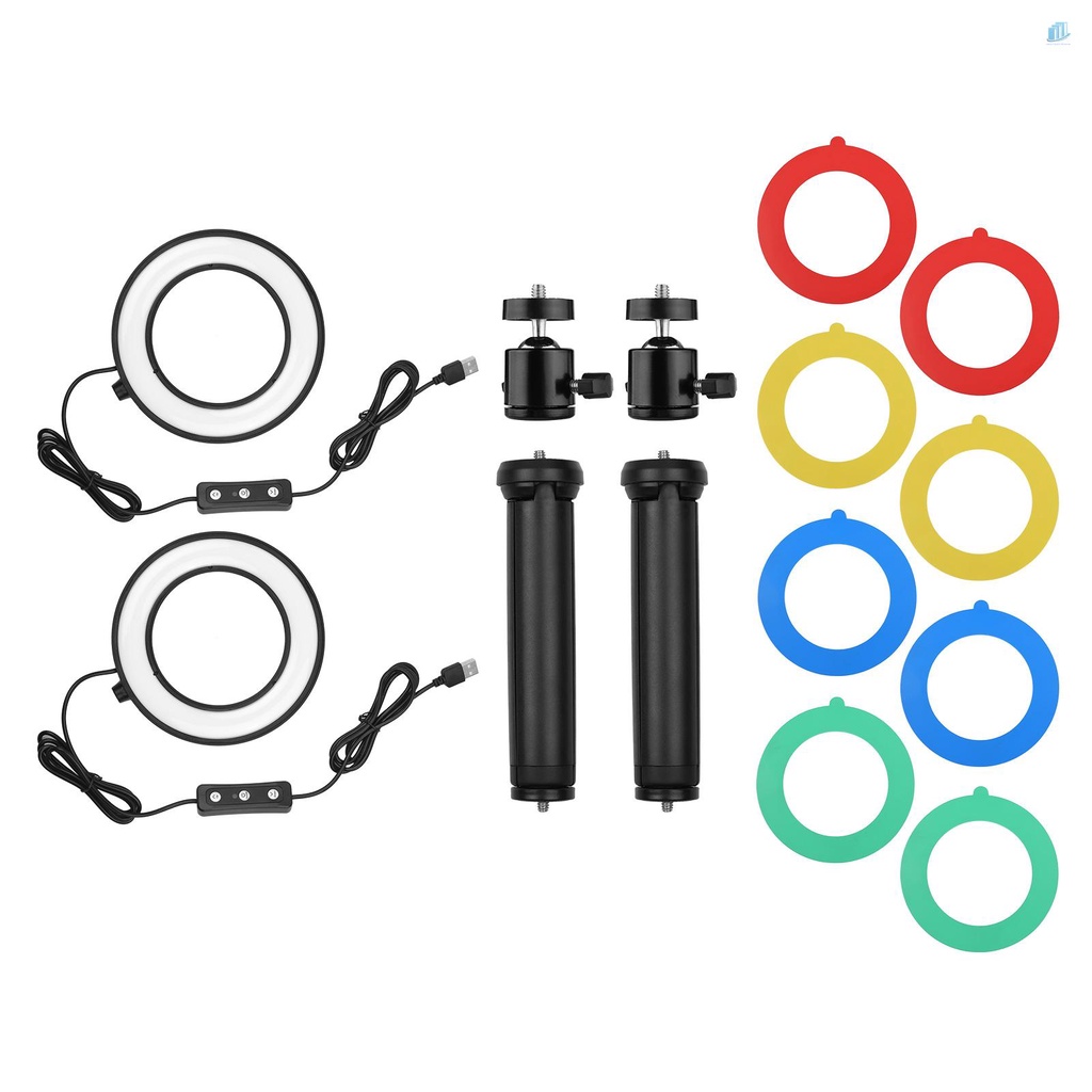 Bộ Vòng Đèn LED smartwatchinone Andoer PH-01 6 Inch Kèm Bộ Lọc 2 * 5600K USB + 2 Giá Đỡ Ba Chân Để Bàn + 2 Đầu Bi Kim Loại + 8 Màu Lọc Màu Đỏ / Vàng / Xanh Dương / Gre