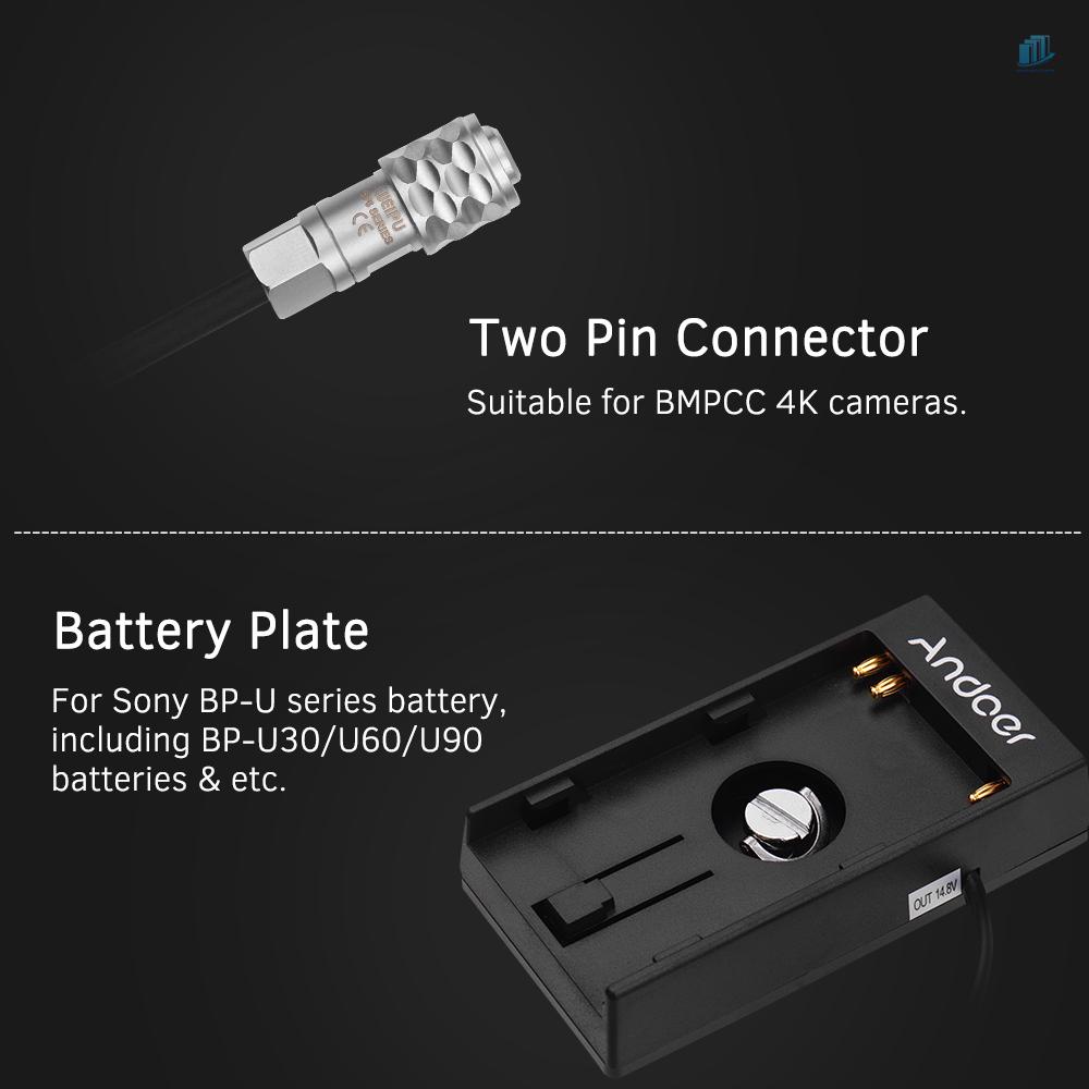 Tấm Chuyển Đổi Nguồn Pin Máy Ảnh Andoer Với Ốc Vít 1 / 4 Inch Dành Cho Blackmagic Cinema BMPCC 4K BP-U30 U60 U90 BP-U