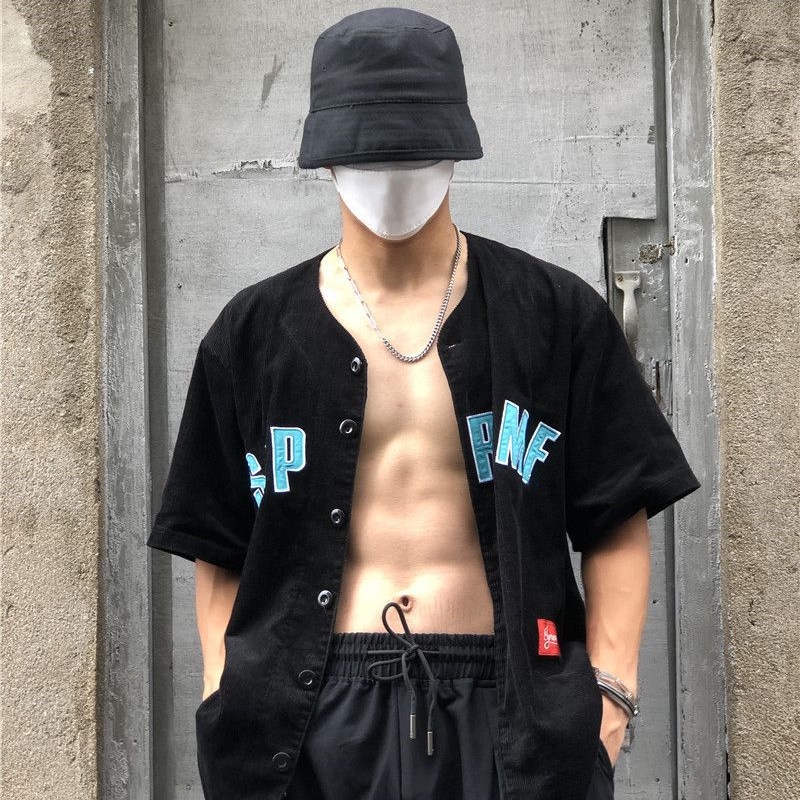 Áo Khoác Bóng Chày Ngắn Tay Thêu Chữ Phong Cách Hàn Quốc Cho Nam Nữ