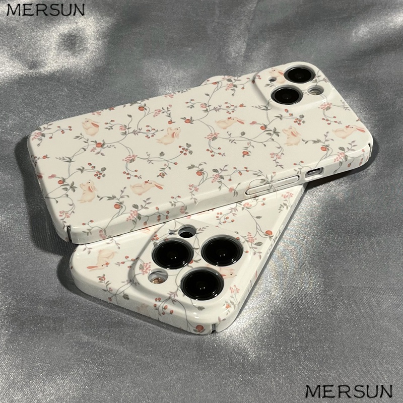 Ốp Điện Thoại Cứng Họa Tiết Hoa / Thỏ Nhỏ Dễ Thương Cho Iphone 713 12 11I 14 8x CKS5
