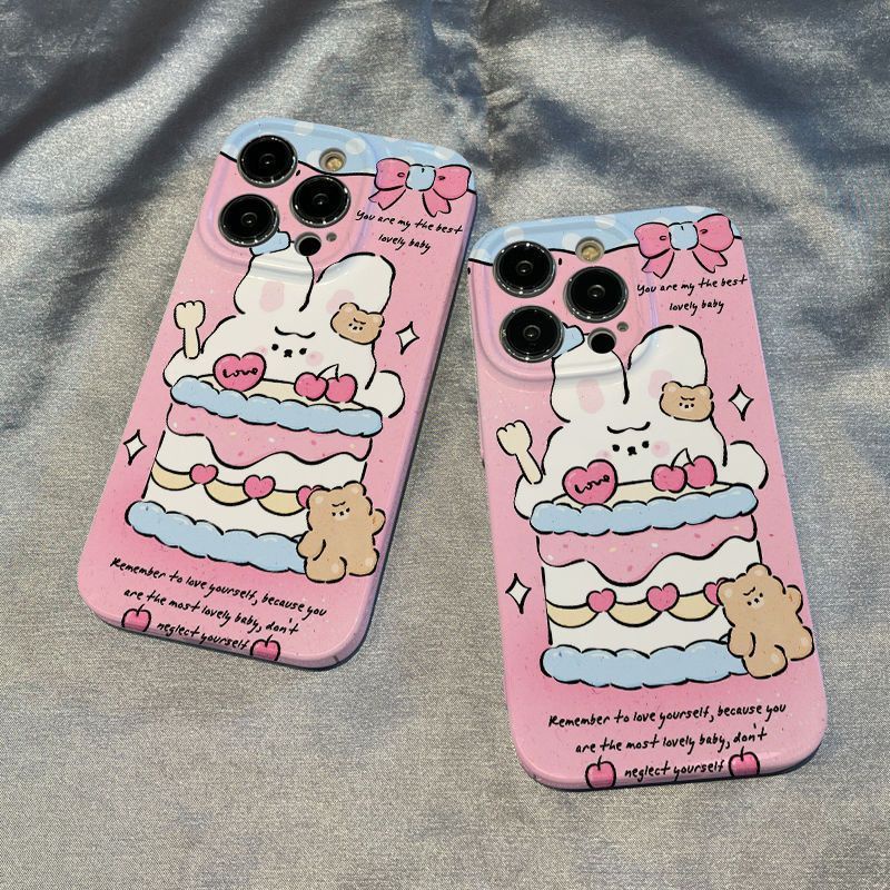 Ốp Điện Thoại Màu Hồng Họa Tiết Chú Thỏ Nhỏ Dễ Thương Cho Iphone promax11714iPhone12 13xr Apple plus / xs8 / / YXCR