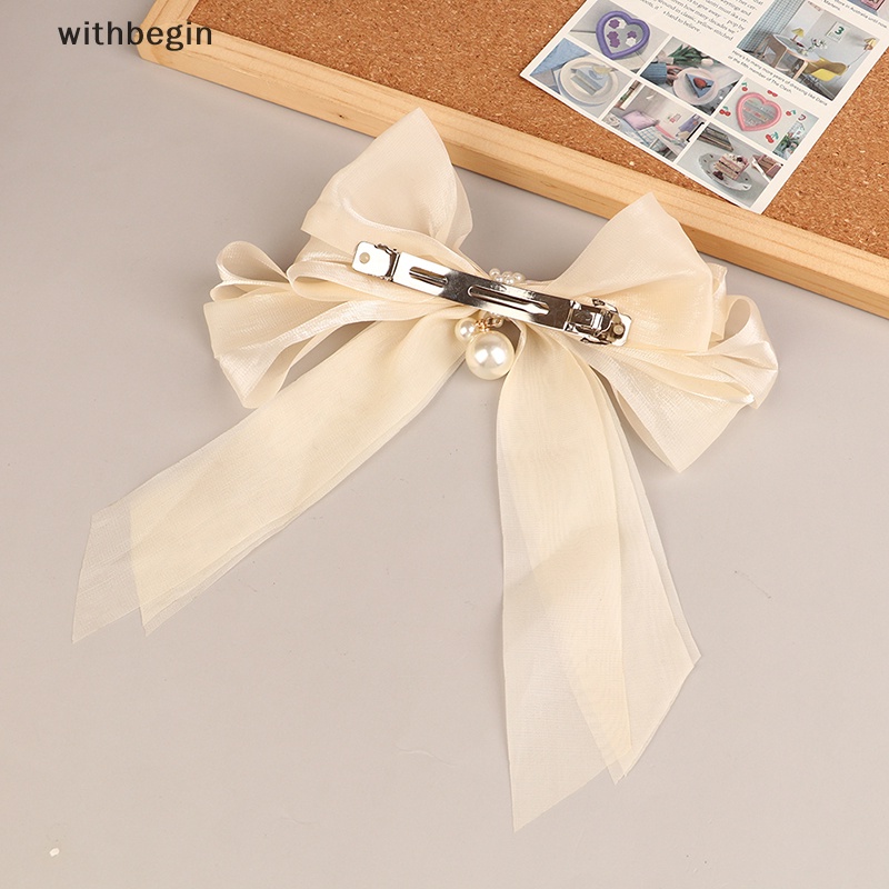 Kẹp Tóc Nơ Lớn Bằng Vải Voan Màu Trơn Thời Trang Mùa Hè Dành Cho Nữ